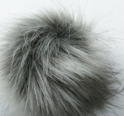 Bambule na čepici šedá, bílé konce - dlouhý chlup