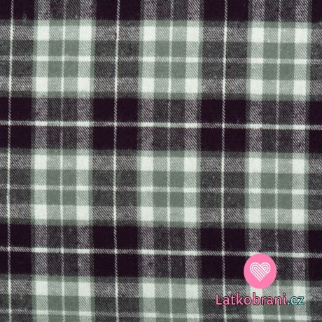 Bavlněný flanel fialovošedá kostka