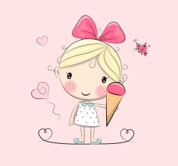 Panel holčička se zmrzlinou na růžové