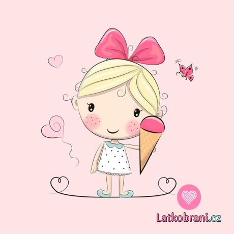 Panel holčička se zmrzlinou na růžové