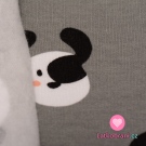 Teplákovina počesaná hlavy pejsků na šedé