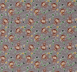 Úplet potisk skotačící opičky na šedé