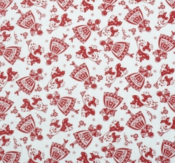 Bavlněné plátno červené panenky na bílé 