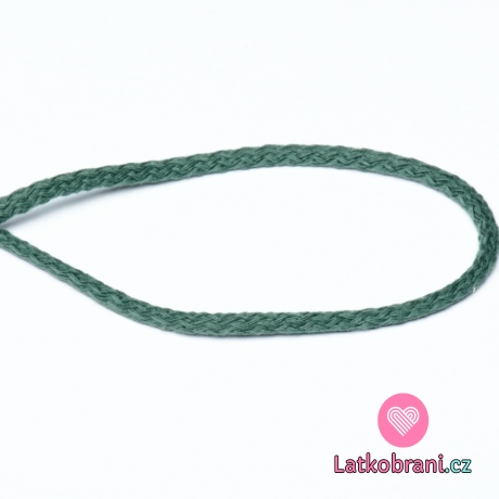 Šňůra oděvní bavlna 4 mm, tmavě zelená