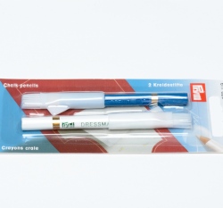 Křídy v tužce s kartáčkem bílá a modrá