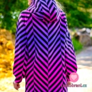 Teplákovina potisk cik-cak fialovo - růžový, lehce počesaná