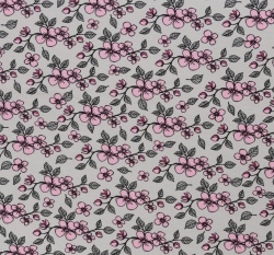 Úplet potisk malované kytičky na šedé