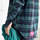 Bavlněný flanel modro - zelená kostka