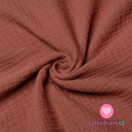 Dvojitá gázovina / mušelín jednobarevná tmavší červená, BIO