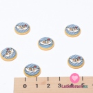 Knoflík kulatý, dětský lodička na modrých proužcích