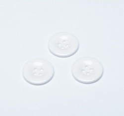 Knoflík hladký, lesklý, bílý 27mm