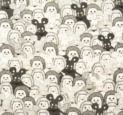 Bavlněné plátno myšky a ježečci v řadě 