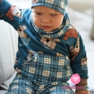 Teplákovina potisk káro na modré