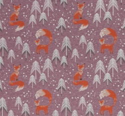 Warmkeeper potisk lištička v zasněženém lese na růžovo-fialové melange