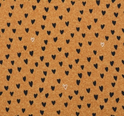 Teplákovina potisk srdíčka na cihlovém podkladu jeans efekt