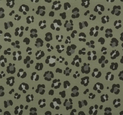 Teplákovina potisk tygrovaný vzor na khaki zelené 