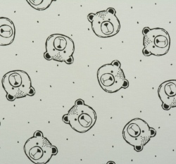 Teplákovina počesaná potisk medvídci na šedé, BIO