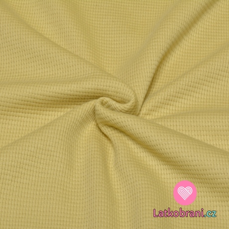 Bavlněný vaflový úplet jednobarevný zaprášený žlutý