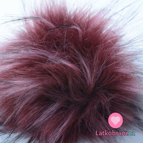 Bambule na čepici vínová - dlouhý chlup