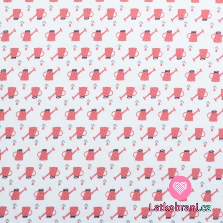 Úplet potisk růžové konvičky na bílé