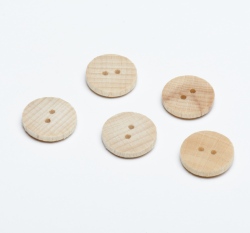 Knoflík kulatý, dřevěný dvoudírkový