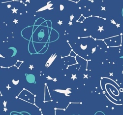 Úplet potisk vesmír na tmavě modré 