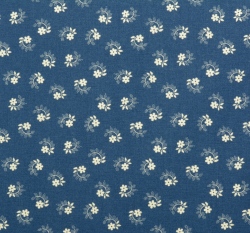 Bavlněné plátno potisk bílá kvítka na modré