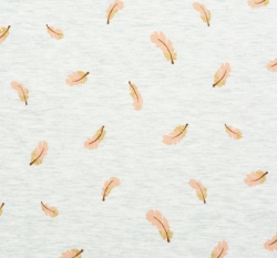 Úplet třpytivá peříčka na žíhané ecru 