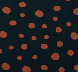 Úplet potisk nepravidelné rezavé puntíky na černém podkladu