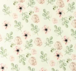  Úplet potisk květy růží mezi větvičkami na smetanové