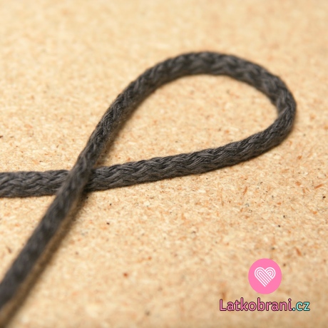 Šňůra kulatá oděvní bavlna 4 mm tmavě šedá