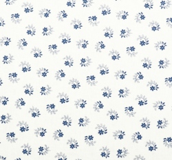 Bavlněné plátno potisk modrá kvítka na bílé