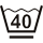 Symbol - Praní - Maximální teplota 40 °C. Mírný postup